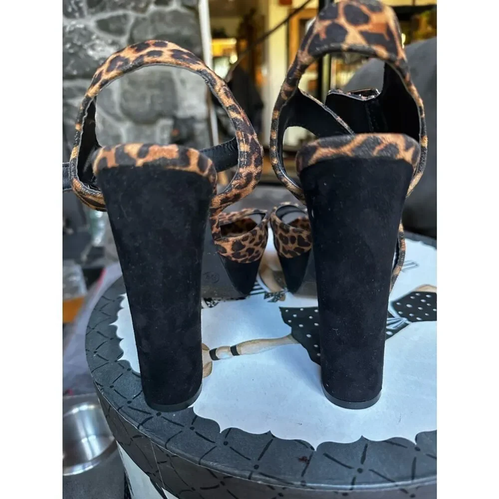 Mossimo Supply Co. Leopard Print Platform Block Heel Sandal - Black and Brown